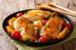 frango com pêssego