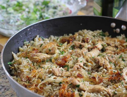 arroz com frango e lentilha